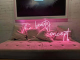 The beauty concept was made for a make up artist's studio. This customised pink neon light sign was beautifully handmade to our customer's design with cut to shape acrylic backing. We also accept afterpay orders for all orders within australia.