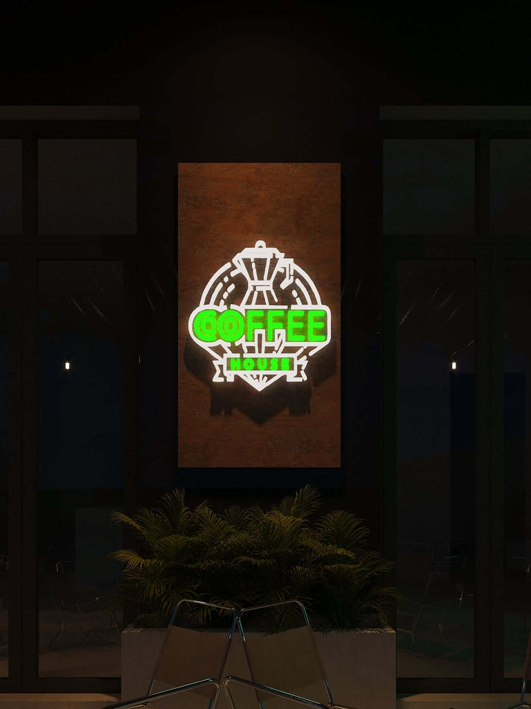 Personalised Coffee House Artwork LED Neon Sign for a cafe or restaurant or bar in multicolour option with Free delivery in Australia.