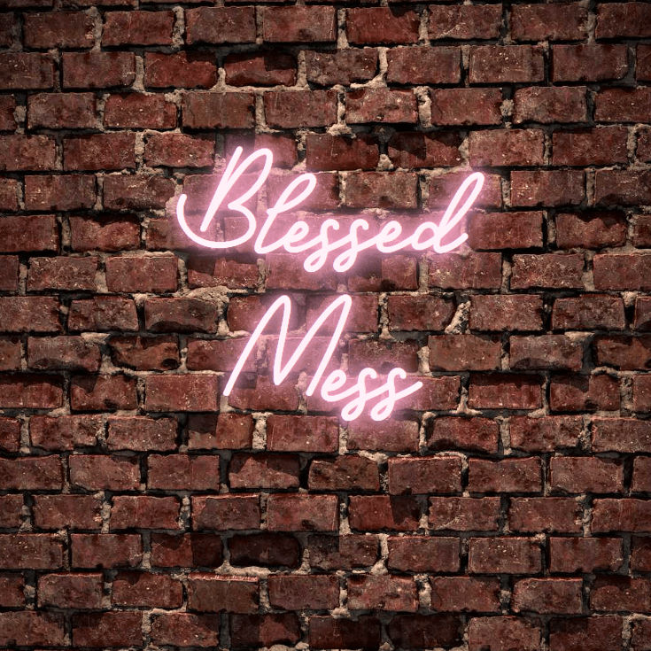 Blessed Mess- A beautiful, fully customised led neon sign in pink colour. This is the sign for your room. Premium LED neon tubing used with 7mm thick acrylic clear backing, cut to shape. Perfect for a wall light for your room or business or as a wedding neon sign. Free delivery included within australia. Neonlightsigns create the best neon sign 2021 online and cheap to create your personalised custom neon sign.