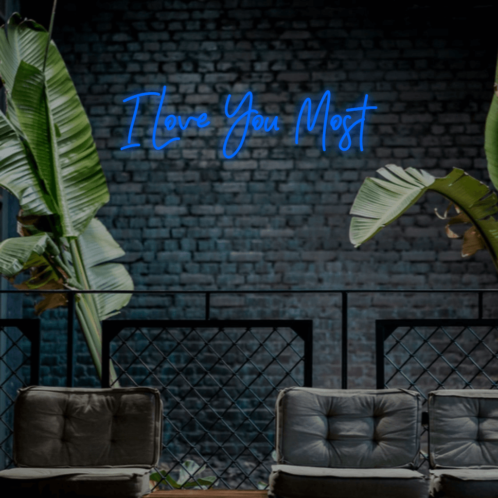 Electric Blue I Love You The Most Wedding or Engagement LED Custom Neon Sign, Get it as a gift. Free Shipping Australia.