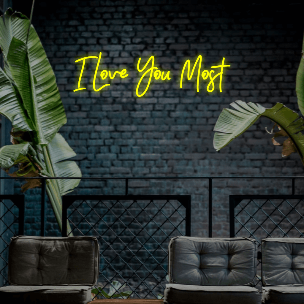 Yellow I Love You The Most Wedding or Engagement LED Custom Neon Sign, Get it as a gift. Free Shipping Australia.