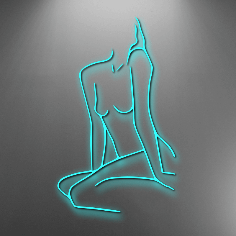 Line drawing femme body custom neon sign. Available white, warm white, light pink, red, baby blue, electric blue, apple green, bright orange, deep red and rose purple. Create a neon sign for bedroom or living room. Premium LED neon tubing with 7mm acrylic clear backing, cut to shape. Perfect wall light for your room or business or as a wedding neon light. Free delivery in Australia. Neonlightsigns create the best neon sign 2021 online & cheap to create your personalised custom neon.