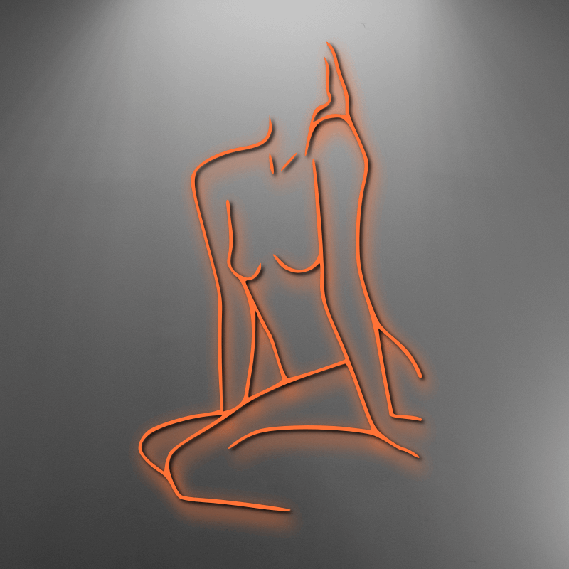 Line drawing femme body custom neon sign. Available white, warm white, light pink, red, baby blue, electric blue, apple green, bright orange, deep red and rose purple. Create a neon sign for bedroom or living room. Premium LED neon tubing with 7mm acrylic clear backing, cut to shape. Perfect wall light for your room or business or as a wedding neon light. Free delivery in Australia. Neonlightsigns create the best neon sign 2021 online & cheap to create your personalised custom neon.