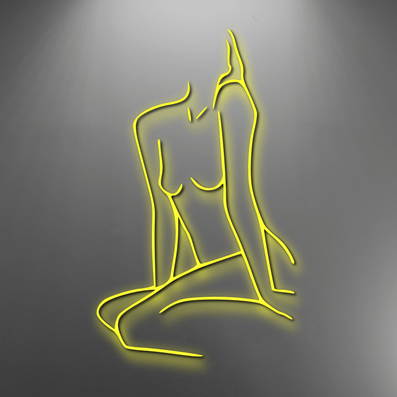 Line drawing femme body custom neon sign. Available white, warm white, light pink, red, baby blue, electric blue, apple green, bright orange, deep red and rose purple. Create a neon sign for bedroom or living room. Premium LED neon tubing with 7mm acrylic clear backing, cut to shape. Perfect wall light for your room or business or as a wedding neon light. Free delivery in Australia. Neonlightsigns create the best neon sign 2021 online & cheap to create your personalised custom neon.